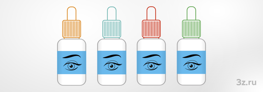 Цвет крышки флакона может указывать, к какой фармакологической группе относятся глазные капли